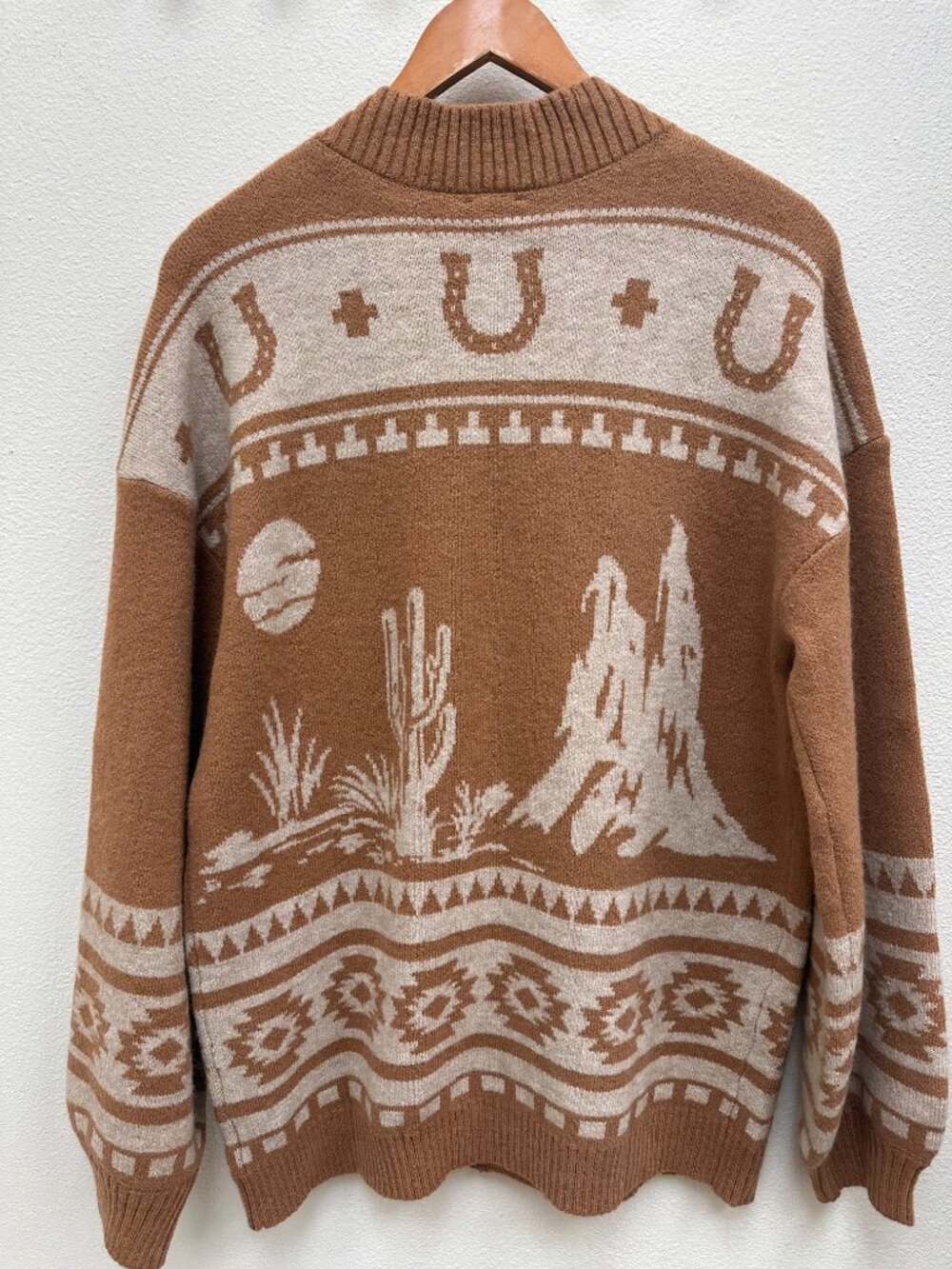 Camel Aztec Sweater Cardigan - Picture 3 of 3